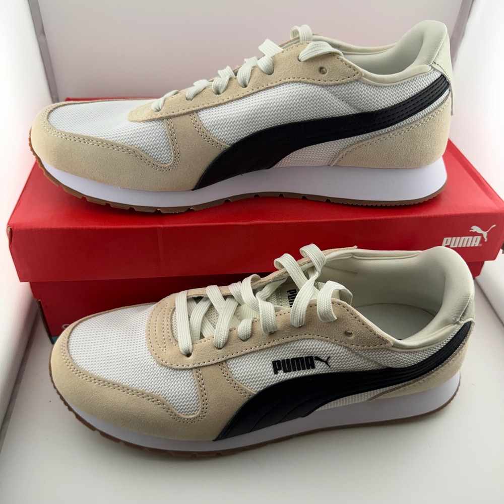 Puma Jogger Sneaker Women Size 9 Cream White Black New 1957334 Retro Athletic